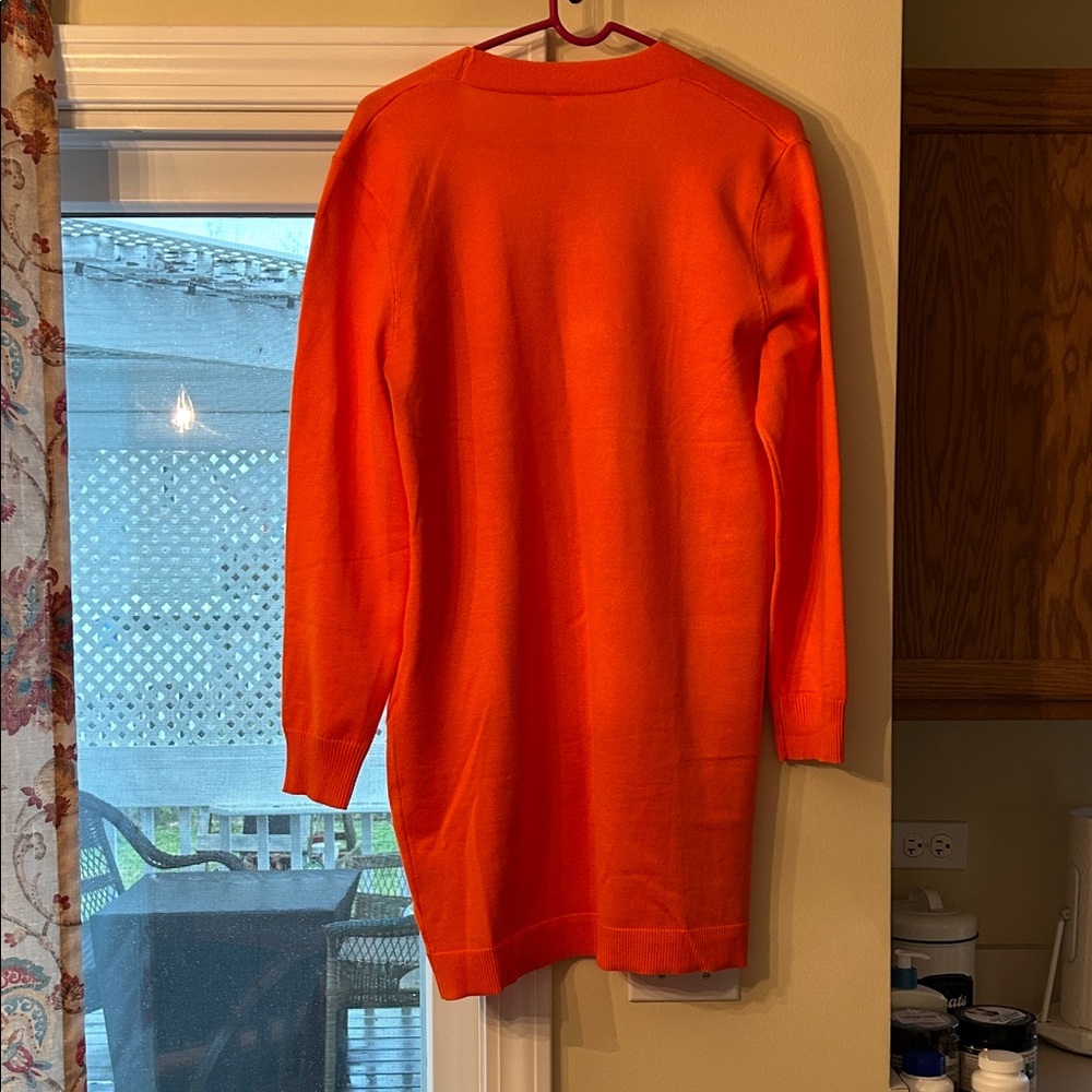 Bright Orange Cardigan with Pockets - Picture 2 of 7